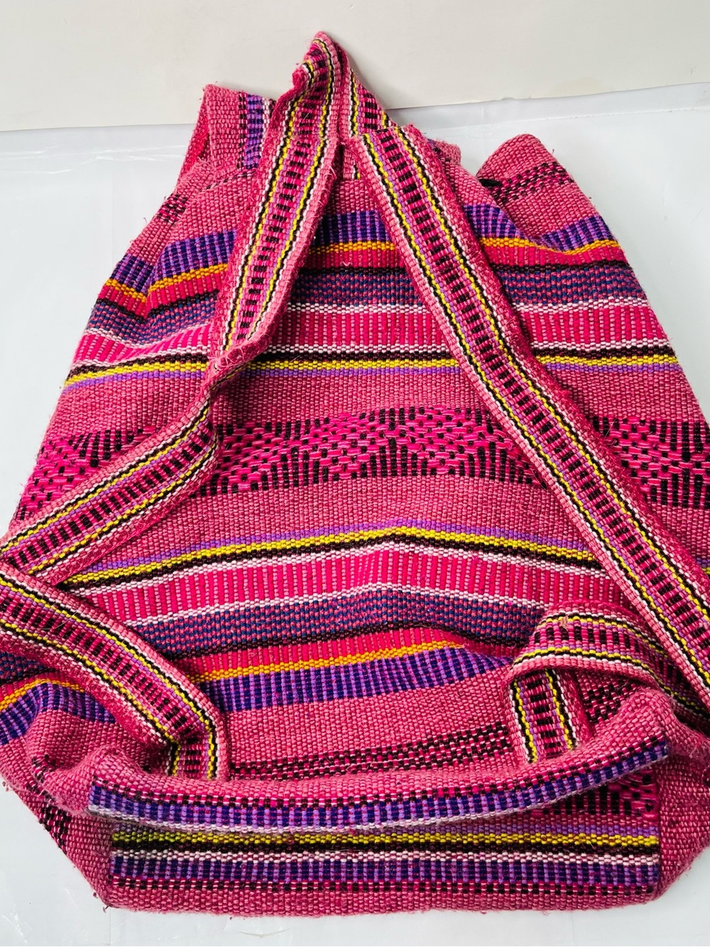 México Textile Backpack Colorful Woven Fabric Hippie Boho PINK PURPLE - Picture 6 of 7